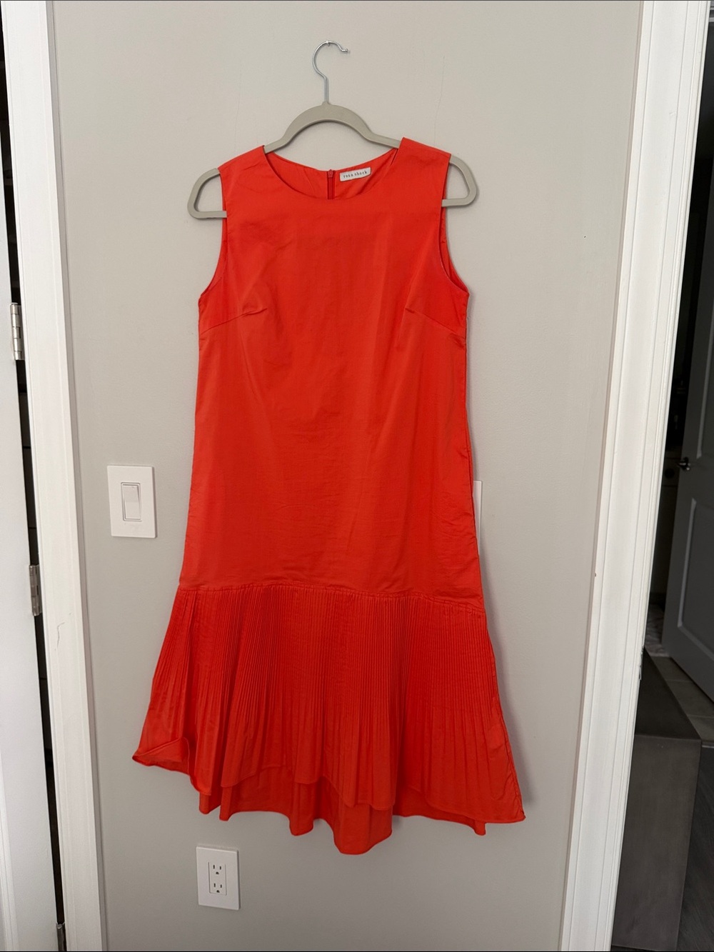 Rosa Shock Coral Sleeveless Ruffle Hem Dress